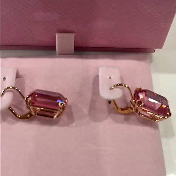 SWAROVSKI Millenia drop earrings Octagon cut, Pink, Rose gold-tone plated NEW - Picture 5 of 6